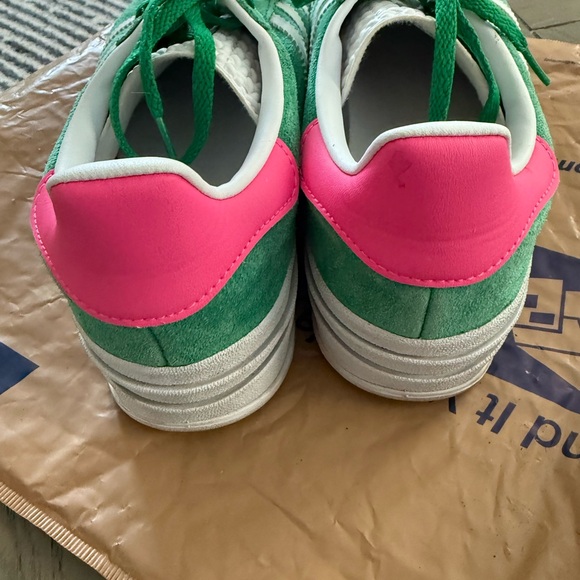 Adidas Green and White Suede Sneakers - Picture 2 of 5